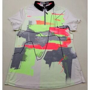Jamie Sadock Golf Tennis Shirt Womens Size S Multicolor‎ Vibrant Abstract Print